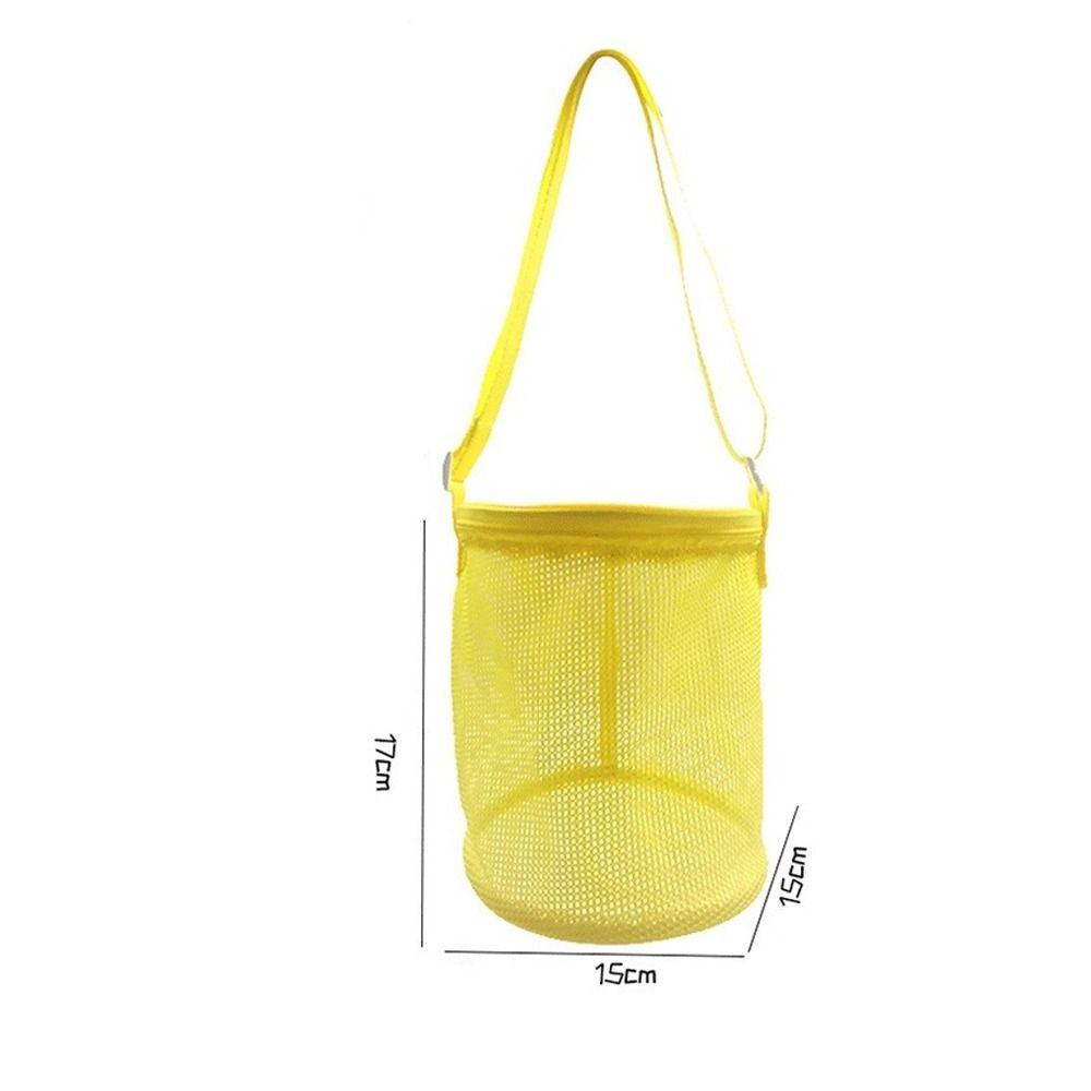 Net Yarn Shell Storage Bag Round Shape Cosmetic Organizer Toy Collection Bag Finishing Collection Adjustable Shoulder Strap