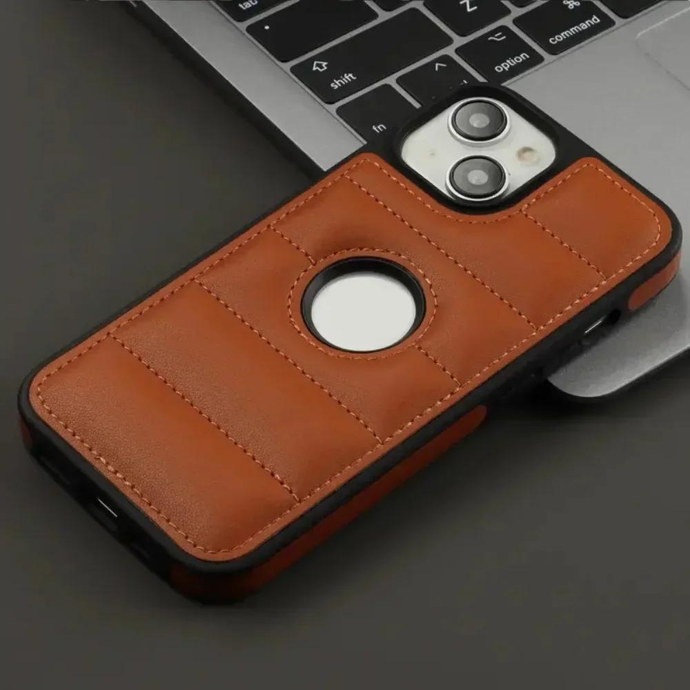 

Чехол из искусственной кожи для iPhone 15 14 13 12 11 Pro Max X XS XR 7 8 Plus SE, мягкий чехол для телефона с логотипом и отверстиями iPhone 13 Pro Max