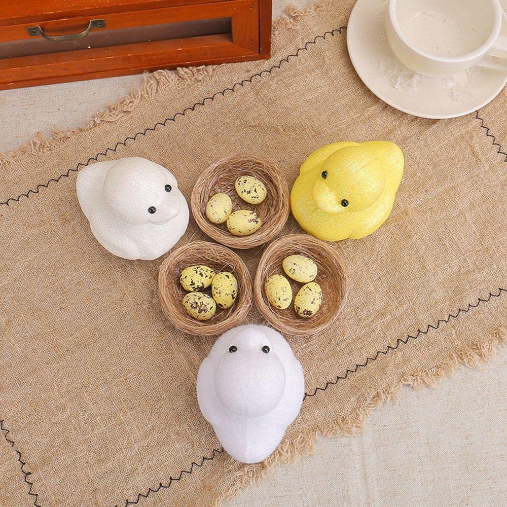Foam Easter Duck Ornament Set DIY Crafts Simulation Egg Bird Nest Painted Egg Toy Party Favors
