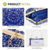uxcell Women's Sparkling Crystal Rhinestone Evening Clutch Bag with Two Chain Straps, Blue, for Weddings, Evenings, and Weekends