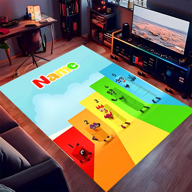 Tappeto Personalizzato con Stampa Numberblocks - Morbido, Lavabile, Antiscivolo, per Interni, Soggiorno, Casa e Ufficio, Tappeto Decorativo