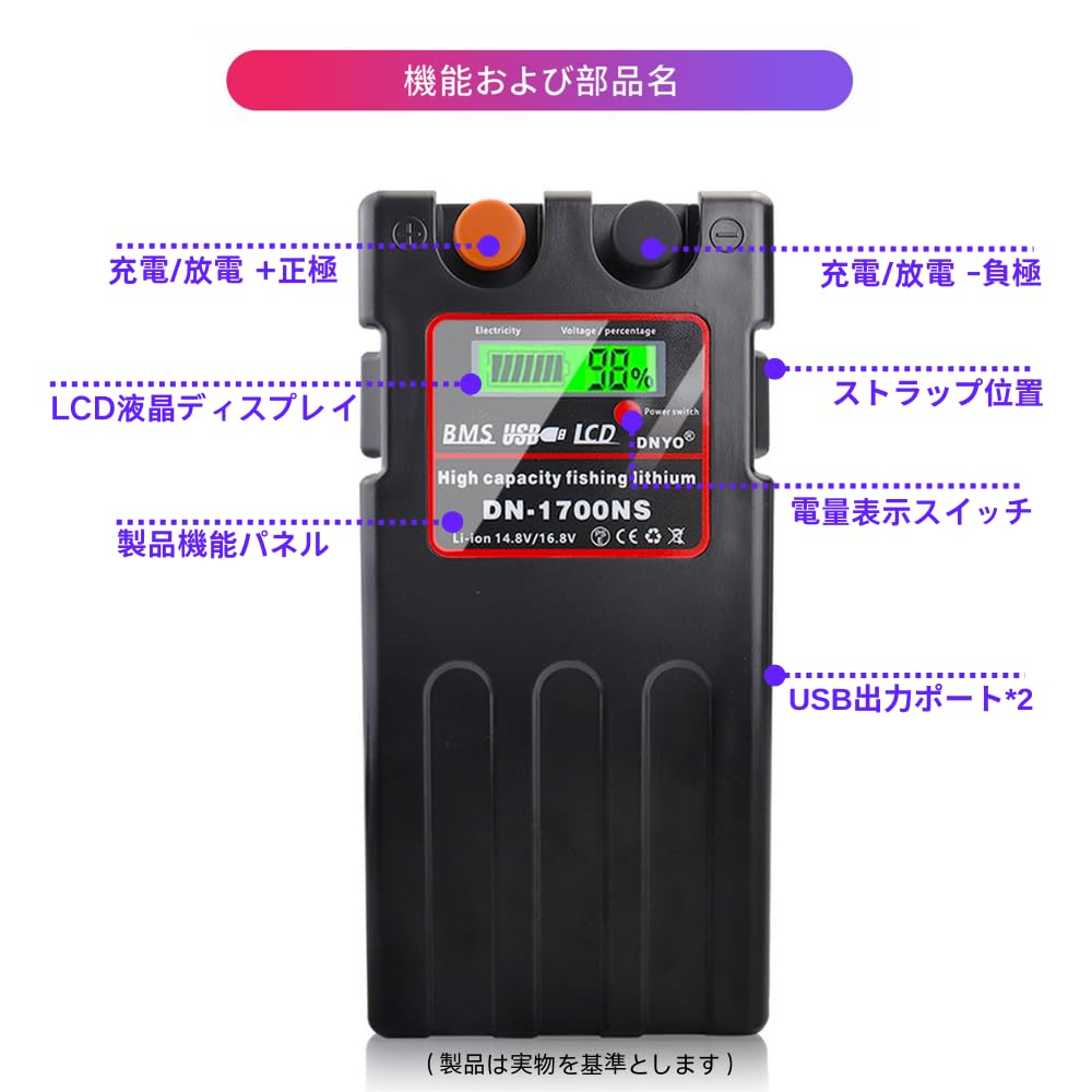 DNYO Lithium Battery for Electric Multiple Specifications Compatible with Daiwa and Shimano Electric Reel Charger Set High-Capacity Reels, 14.8V,