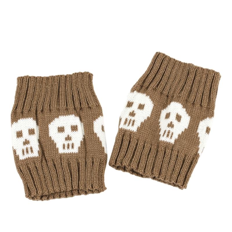 Lolitas Leg Warmers Punk Skull Knitted Leg Sleeves Goth Baggy Cuffs Ankle Heap Socks JK Uniform Foot Cover Streetwear