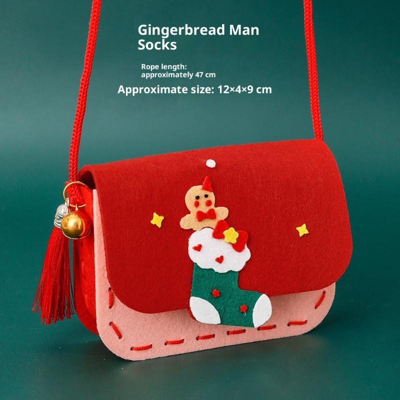 

Cute Christmas DIY Material Bags Parent-child Interaction Creative Shoulder Bag Set Hands-on Xmas Supplies New Year Gifts 14x16cm