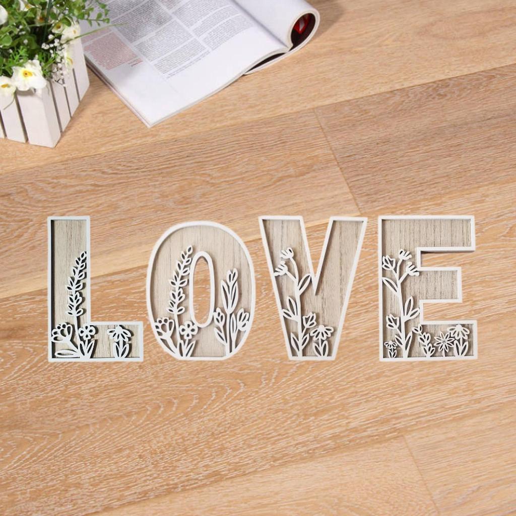 Estatua de Letras Inglesas Decoración Creativa para el Hogar Artesanía Mesa Escultura de Madera Artística para Sala de Estar Hotel Estantería Dormitorio Chimenea
