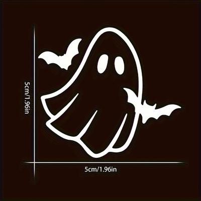 Slavnostní halloweenská nálepka na zrcátko auta - Roztomilá nálepka duch a netopýr - Vinyl