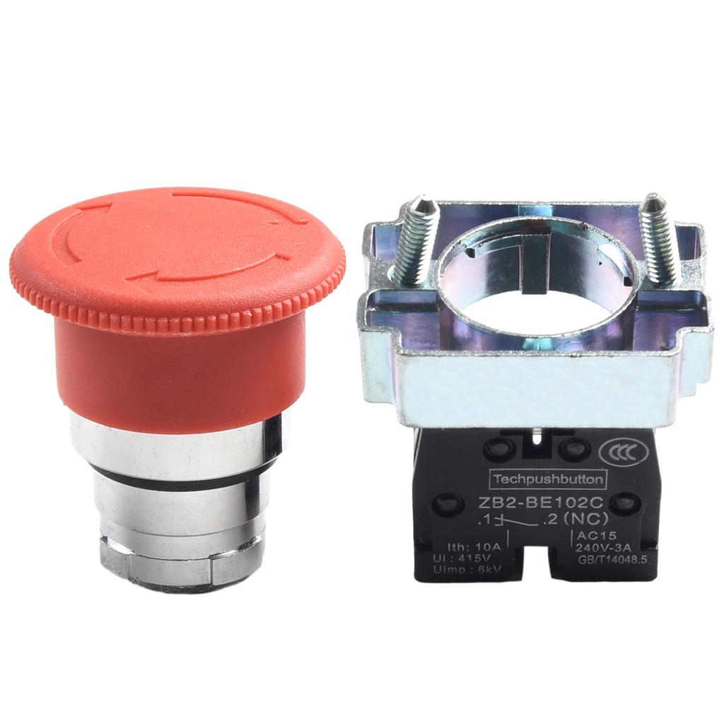 Scram Stop Locking Push Button Switch Panel Mount Red Button Rotary Reset XB2-BS542 Light Industrial Equipment