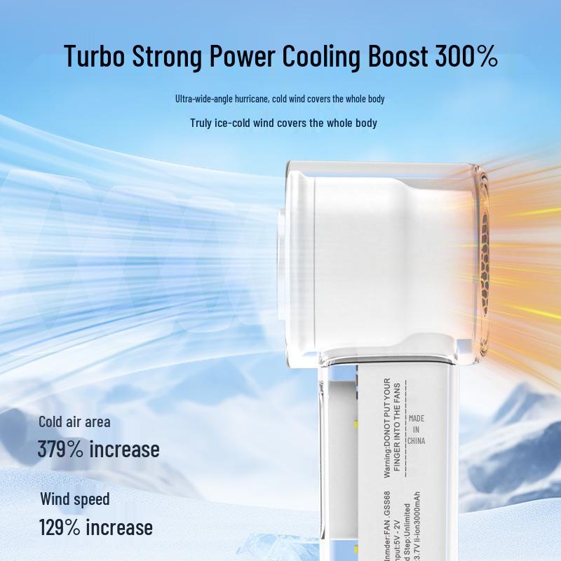 Transparent Mech-Style Portable USB Fan with Ice Pack and High-Speed Cooling