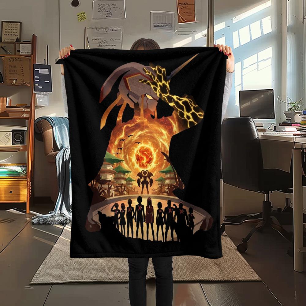 1PC Franxx Patterned Flannel Blanket Suitable For All Seasons For Home Decor Warmth And Comfort Gifts Holiday Present