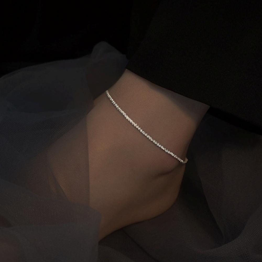 

Блискучий срібний браслет на ногу S925 – Легкий рух, з Кореї FREE срібний