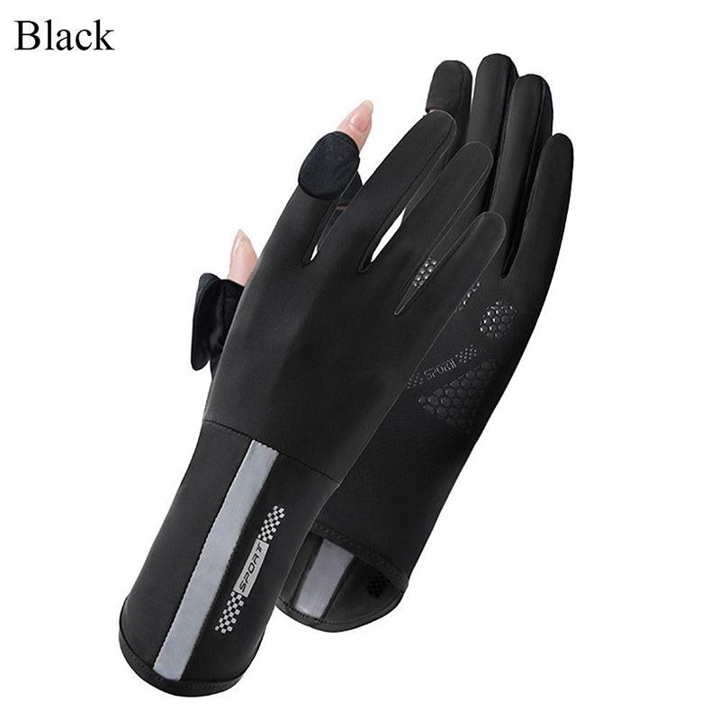 Summer Sunscreen Gloves Women Thin Ice Silk Anti-Ultraviolet Dew Finger Touch Screen Driving Riding Non-Slip Breathable Gloves