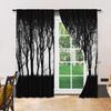 Set aus 2 mysteriösen Schwarzwald-Kiefer-Fenstervorhängen Dunkle Gothic-Vorhänge Schlafzimmer Wohnzimmer Esszimmer Vorhang mit Stangentasche Polyester Ideal für