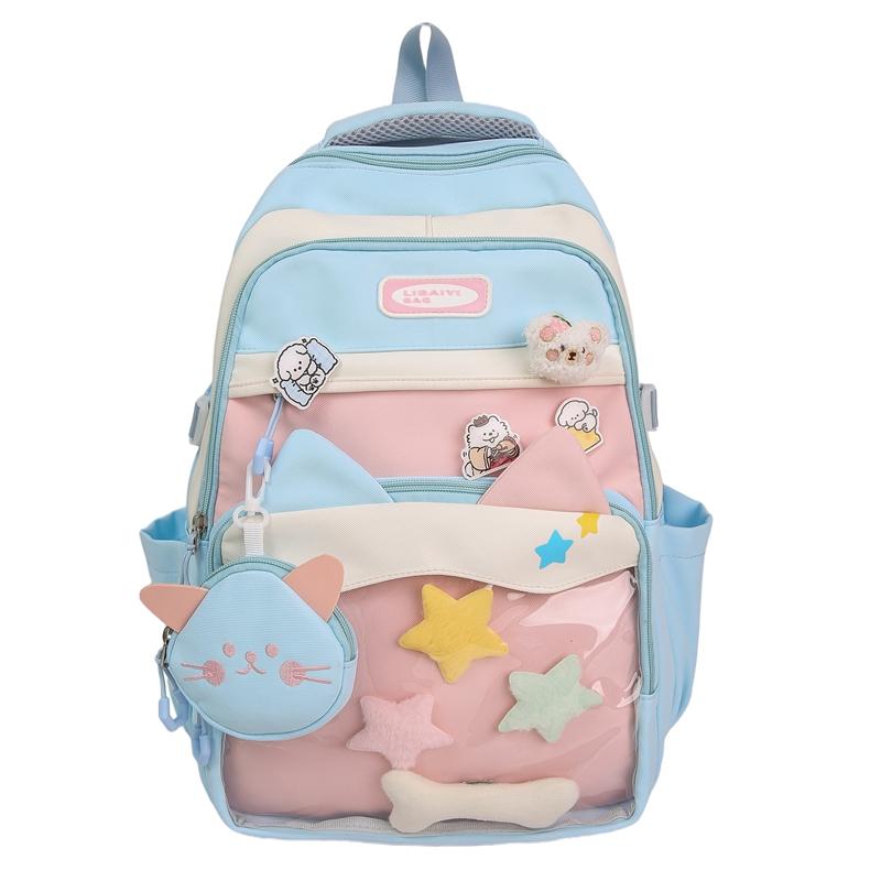 Large Capacity Junior Senior High School Schoolbag Women's Cartoon Color Contrast Backpack