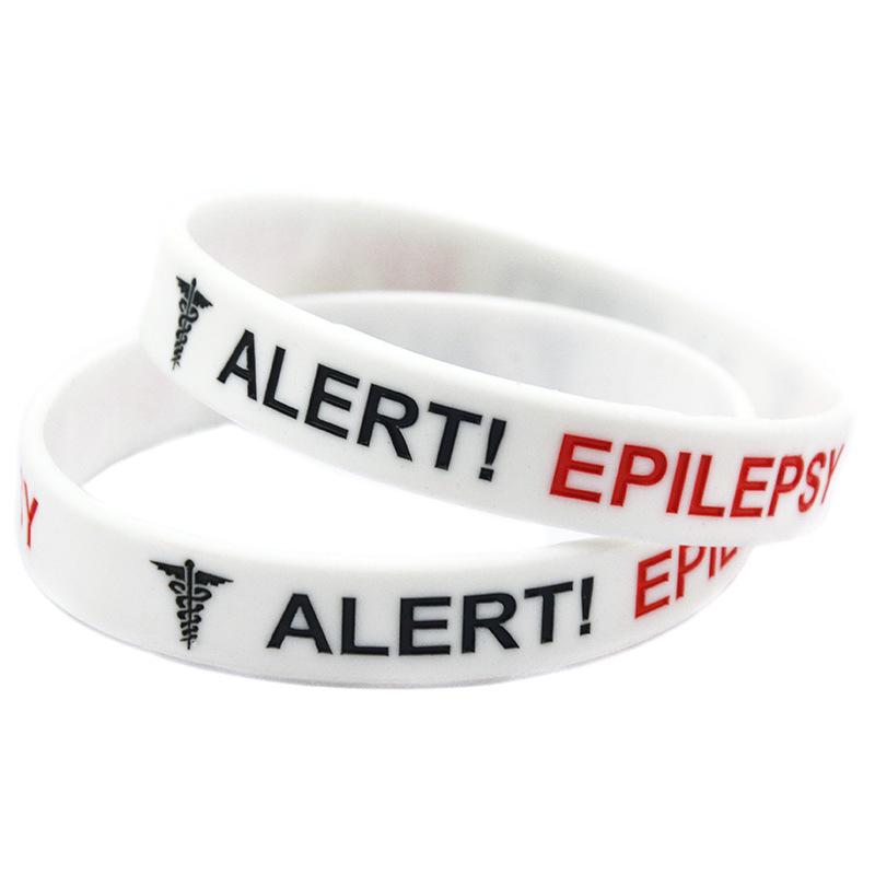 

Epilepsy Medical Alert Silicone Bracelet for Adults - Unisex Sports Wristband белый