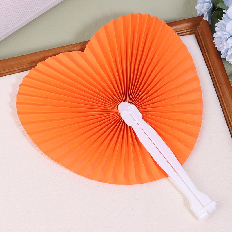 1Pc Wedding Heart-Shaped Paper Folding Fan For Birthday Party Souvenirs Anniversary Engagement Baby Baptisms Guest Gifts