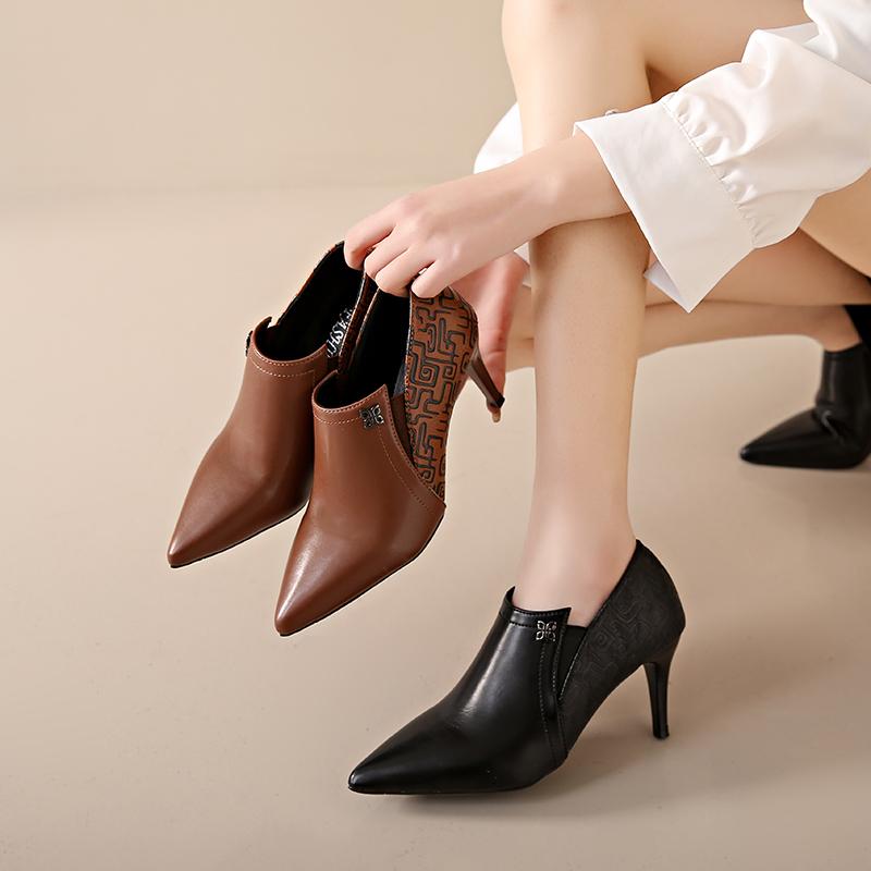 2024 Botas Femininas Women Fashion Sweet High Quality Side Zipper Short Ankle Boots Lady Brand Design Brown Black Boot