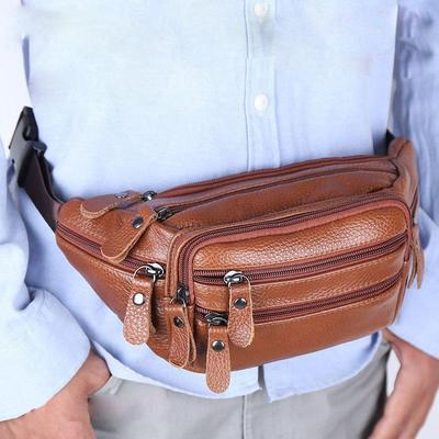 Men's Waist Bag Large Capacity Men's Belt Bag 7 Zipper Pocket Outdoor Sports Mobile Wallet