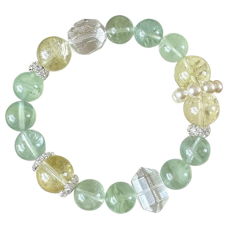 Original design lemon citrine and green fluorite bracelet for women, suitable for summer, natural gift for girls