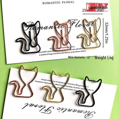 10-Color Cat Paperclips: Fun & Colorful Metal Bookmarks for Office Supplies