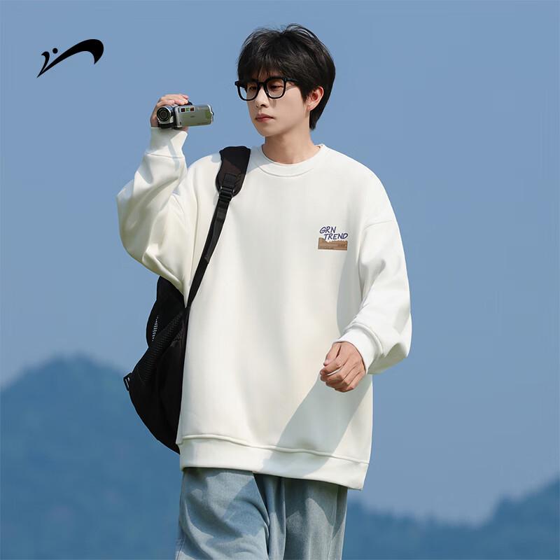 Guirenniao Men's Loose Fit Crewneck Drop Shoulder Sweatshirt