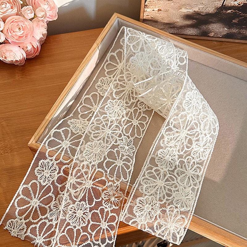 1Pcs New Lace Ribbon Hair Scarf Braids Headband Hair Accessories Loral Embroidered Bag Long Neck Scarves Mountaineering Scarf