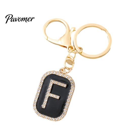 26 Alphabet Charm A-Z Rhinestone Letter Keychain, Zinc Alloy Capital Keyring, Plated for Handbags and Backpacks Decorative Key Accessory