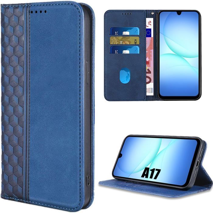 Coque de Téléphone - BOOLING - Samsung Galaxy A17 5G/4G - Flip Case Cuir Synthétique Bleu Marine