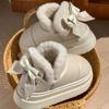Schleife Baumwollpantoffeln Herbst- und Winterschuhe Indoor Haushalt Dicksohlig Rutschfest Samt Thermotasche und Baumwollschuhe