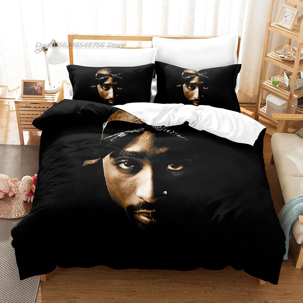 2 PAC Bettwäsche Set Einzelbett Twin Voll Queen King-Size Maße Maße Bettwäsche Set Erwachsener Kind Schlafzimmer Bettbezug Sets Druck Tupac Amaru Shakur