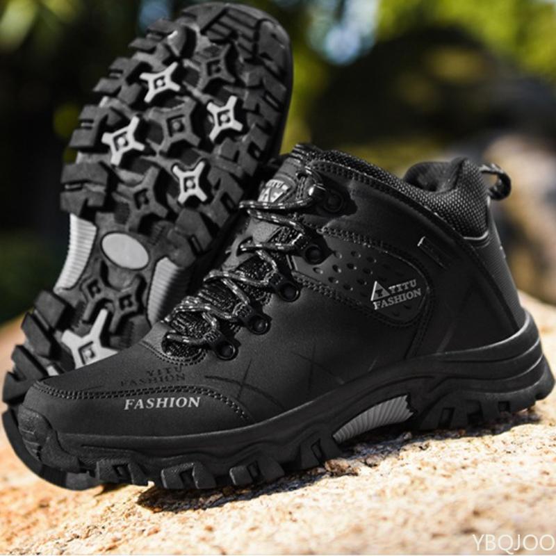 Men's Hiking for Autumn Winter Cotton Shoes High Cut Thick Warm Outdoor Hiking Shoes Anti Slip Wear-resistant Shoes
