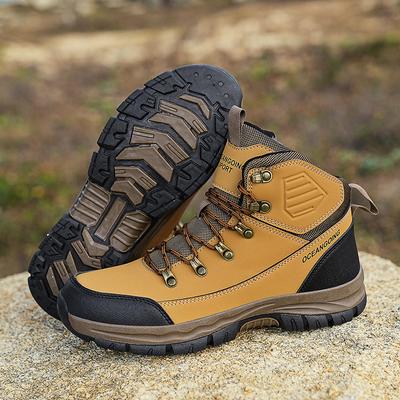 Autumn Winter Fashion Brown Men's Hiking Boots Big Size 48 Waterproof Outdoor Boots Men Non-slip Trekking Sneakers Men Trainers