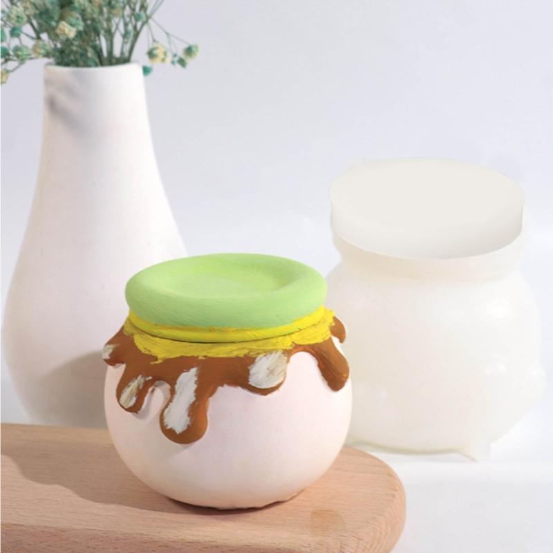 Silicone Jar Molds with Lids for DIY Storage Box, Candy Container Decors Crafts