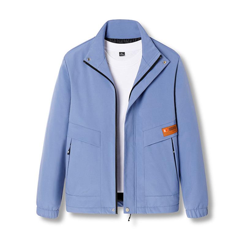 New Jacket Men's Spring and Autumn Thin Season Stand-up Collar Loose Leisure Sports Large Size Trend Solid Color Coat Men