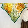 New Literary Style Oil Painting Flower Square Scarf Women's Fashion Versatile Neck Scarf Daily Commuter Decoration Silk Scarf Shawl
