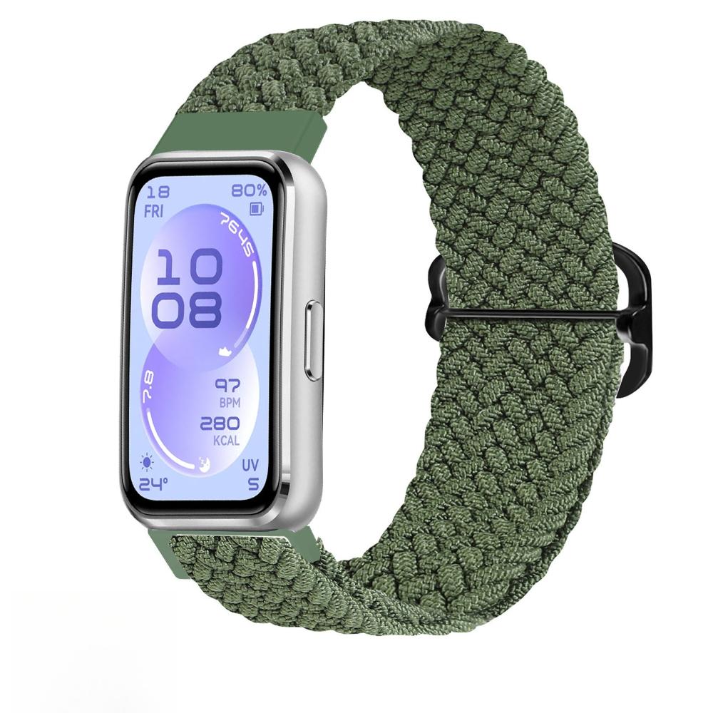 Регулируемый эластичный плетеный нейлоновый ремешок для Huawei Band 11 11Pro Мужской Женский Запасной Браслет Наручный Ремешок Для Huawei Band 11 Pro зелёный