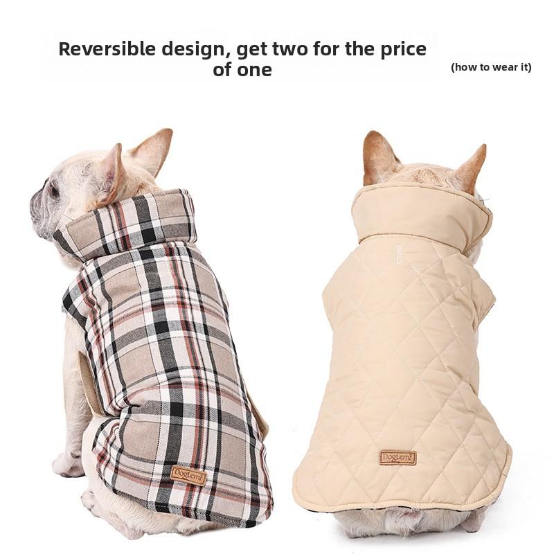 Autumn Winter Double Sided Dog Clothes Waterproof Warm Fashion Pet Coat Windproof Comfortable Apparel for Large Dogs Daily Outdoor Walking Pet Supplie
