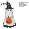 Outdoor Halloween Decoration Ghost Figurine, Cute Wearing Hat And Holding Themed Party Accessory Pumpkin Statue, Resin Ornament for Shelf Tabletop