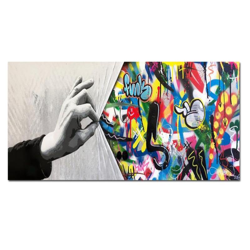 

Бэнкси граффити искусство за занавеской холст живопись уличный поп-арт плакаты и принты настенная картина для украшения гостиной 20x40cm no frame голубые глаза