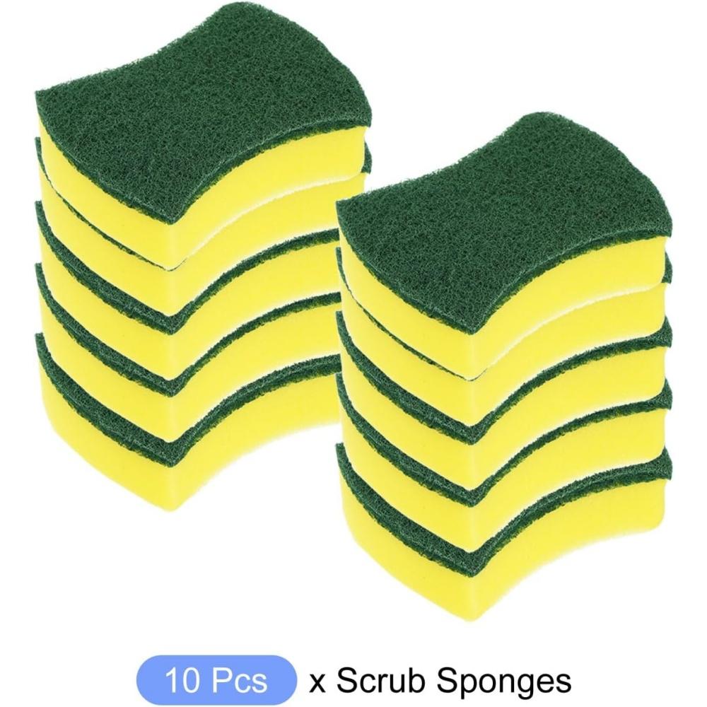 

10pcs Kitchen Dishwashing Sponge Soft Absorbent Clean Rub Pot Rust Scouring Pad Removing Kits Household Cleaning Brush Sponge