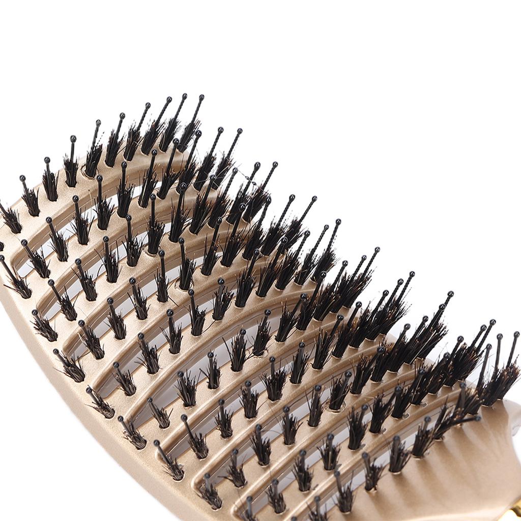 Curved Detangler Brush Nylon Professional Hair Paddle Detangling Brush for Hair Styling Gold