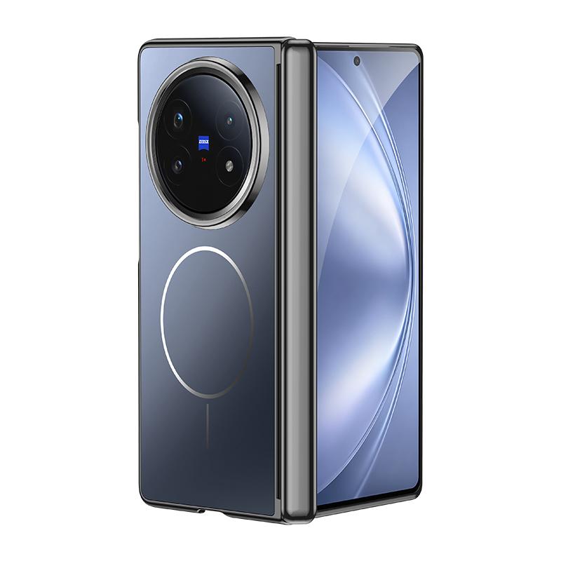 For Vivo X Fold 5 Case Premium Electroplating Central Axis Hinge Protection Magnetic Wireless Charging Hard Back Cover Shell