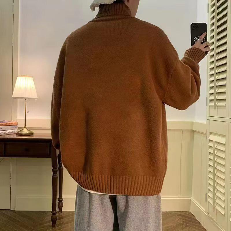 Herren Hochhals Vintage Japanischer Stil Pullover - Herbstmode Layered Strickoberteil