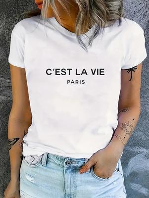 Trendy White Short-Sleeve Tee for Women with Unique Print Designs