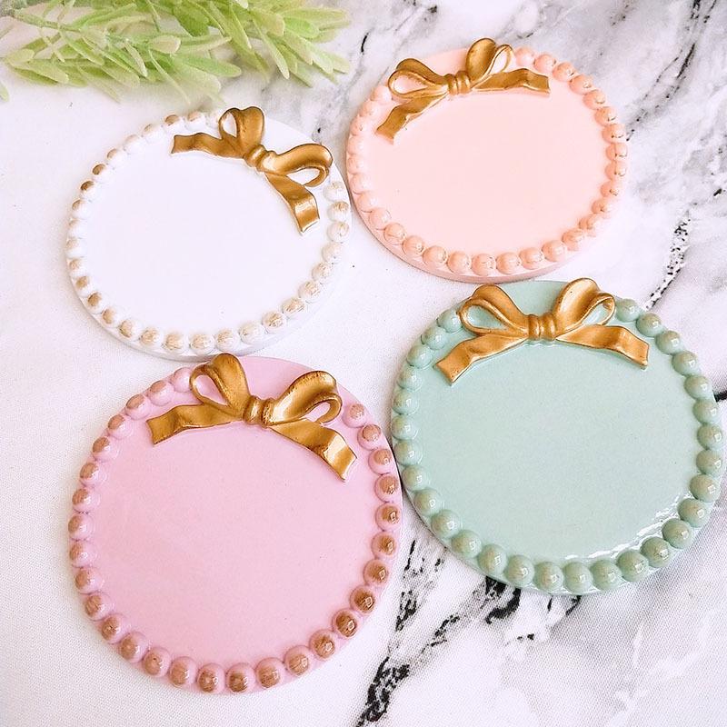 Retro Multicolour Fans You Super Cute Bowknot Small Tray Round Square Jewelry Plate Set   Decoration