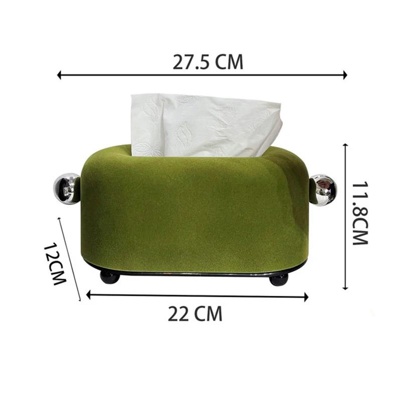 Retro Olive Green Tissue Box Holder Creative Desktop Decor Velvet Napkin Storage Box Living Room Decoration Tissue Boxes