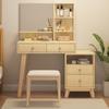 Dressing Table with Multi Drawers Big Mirror Wide Desktop Large Storage Space Smooth Surface Storing Wooden