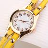 Kobiety w stylu vintage wielowarstwowa pleciona bransoletka ze stopu sztucznej skóry Wrist Watch Jewelry