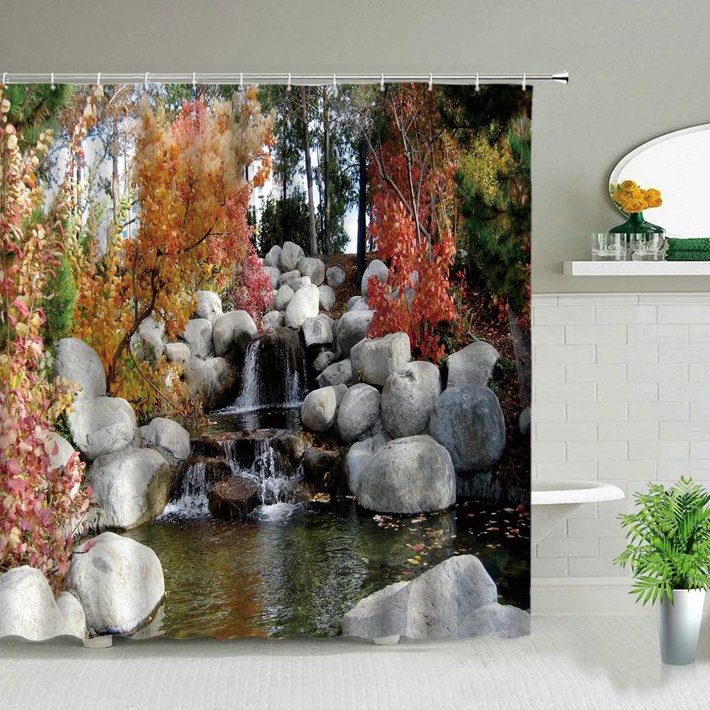 Rideaux de douche Forêt de plantes tropicales vertes Arbre de palmier Fleur Oiseau Feuilles Impression 3D Décor de salle de bain Rideau de bain imperméable