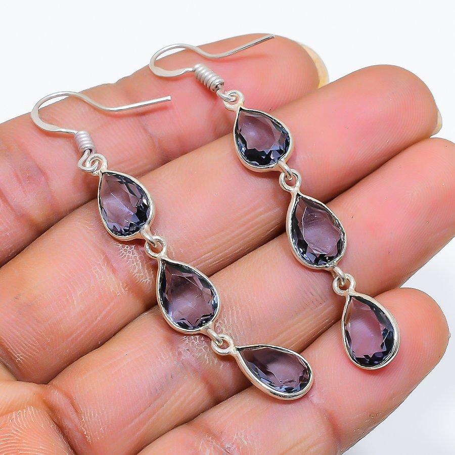 

Amethyst Gemstone Handmade 925 Sterling Silver Jewelry Earring 2.29 GK-5194