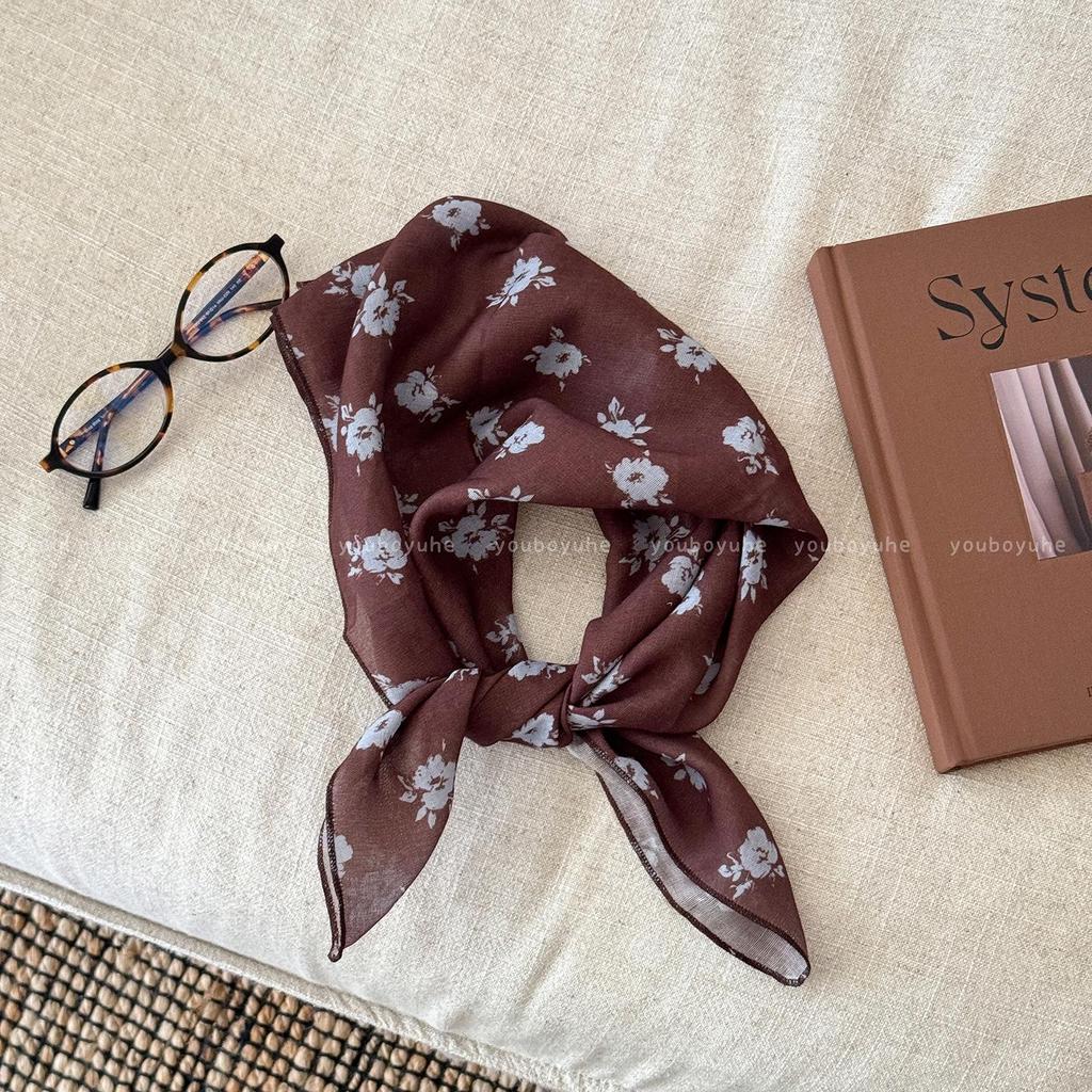 Koreansk Brun Iris Silkeshalsduk: Sommar 2025 Damens Högklassiga Accessoar